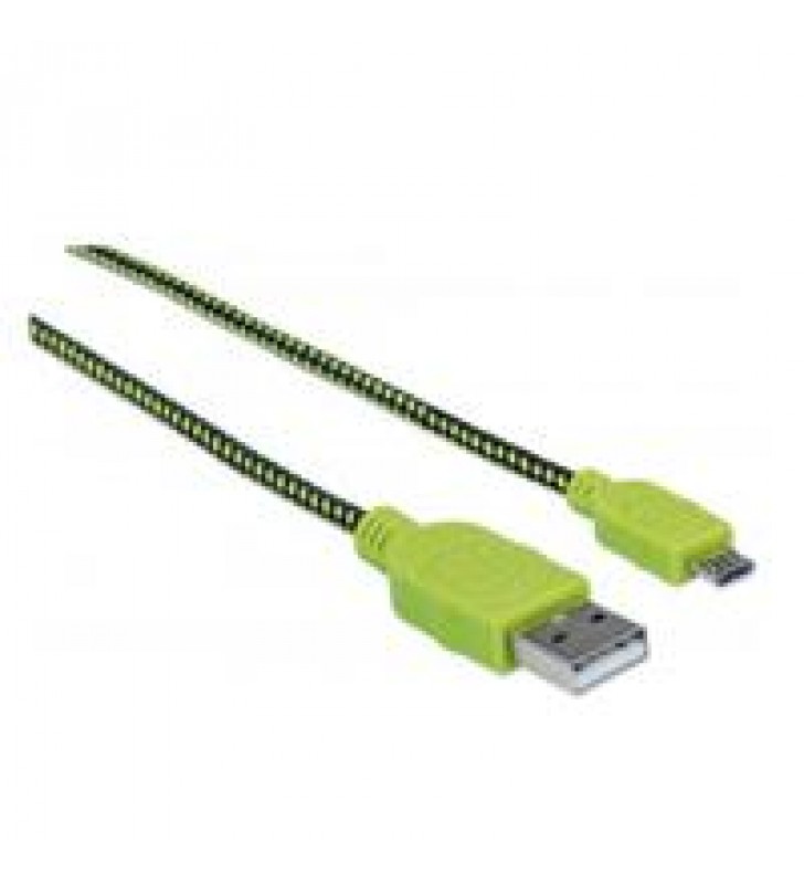 CABLE USB V2 A-MICRO B BOLSA TEXTIL 1.8M VERDE/NEGRO MANHATTAN