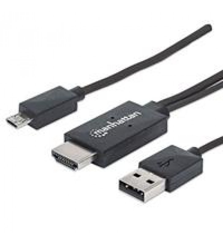 CABLE MHL MANHATTAN DE MICRO USB A HDMI CON USB-A PARA ALIMENTACION