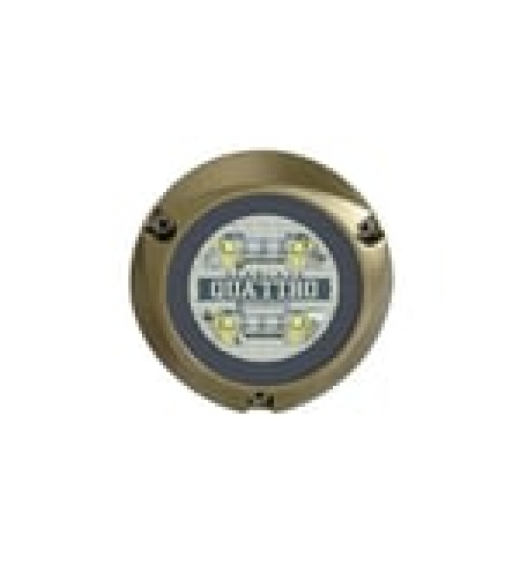 LUZ LED MARINA SUMERGIBLE SEABLAZE QUATTRO, EMITE LUZ DE COLOR BLANCO Y AZUL DE 2000 LUMENES, FABRICADA EN BRONCE NAVAL CON GRADO DE PROTECCION IP68.