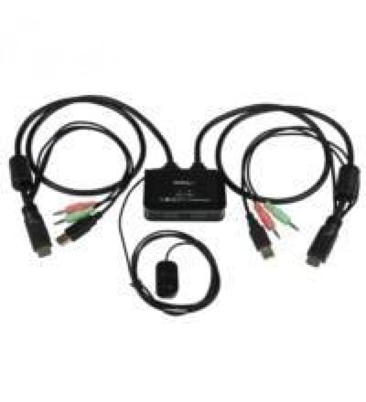 CONMUTADOR SWITCH KVM 2 PUERTOS HDMI? USB AUDIO MINI JACK CON CABLES INTEGRADOS SIN ALIMENTACIoN EXT