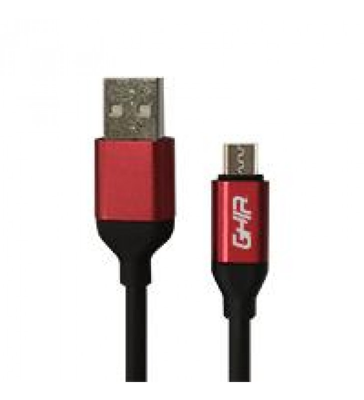 CABLE MICRO USB GHIA 1M COLOR NEGRO/ROJO