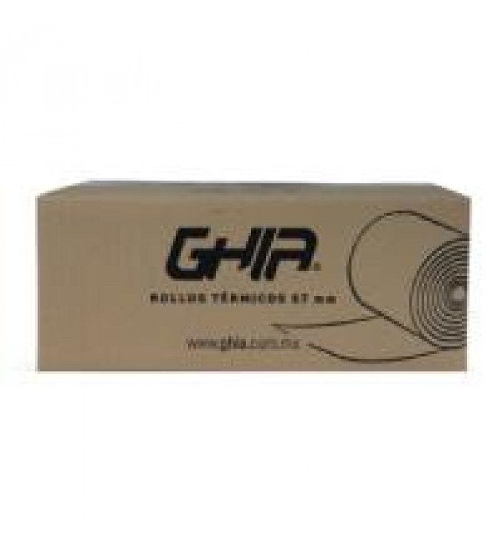 CAJA ROLLO PAPEL TERMICO GHIA 57X40 MM /50 PIEZAS /PARA IMPRESORAS DE 58MM // REACCION NEGRO