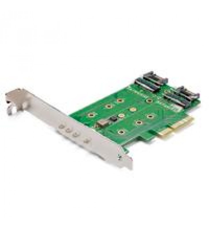 TARJETA ADAPTADORA PCI EXPRESS 3.0 DE 3 PUERTOS M.2 PARA SSD - 1X NVME - 2X SATA III (PEXM2SAT32N1)