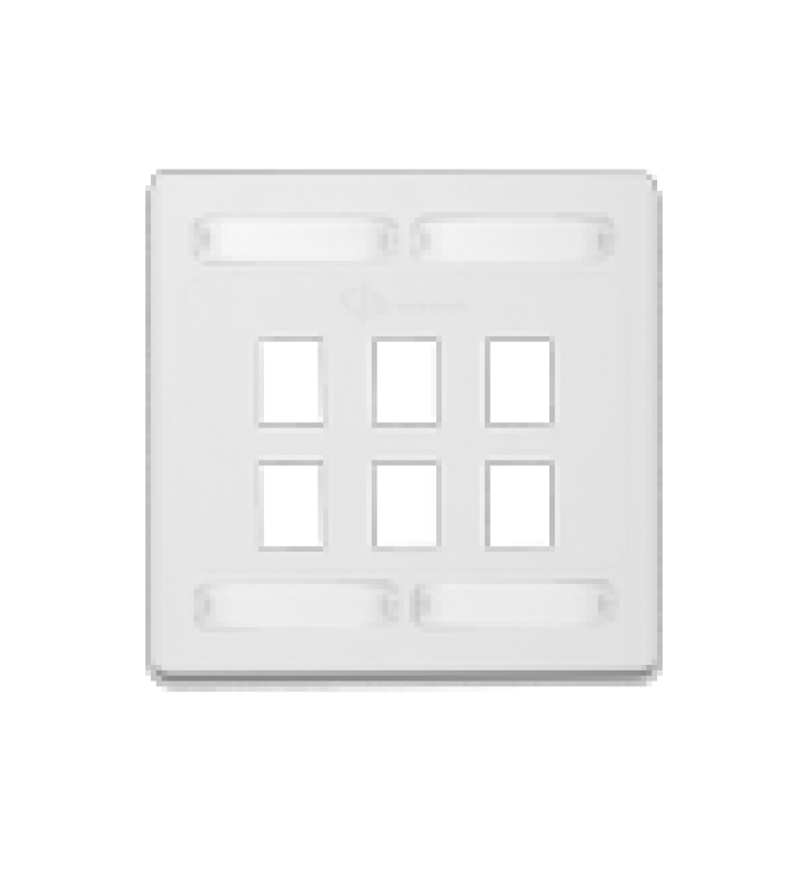 PLACA DE PARED DOBLE MODULAR 10G MAX DE 6 SALIDAS, COLOR BLANCO