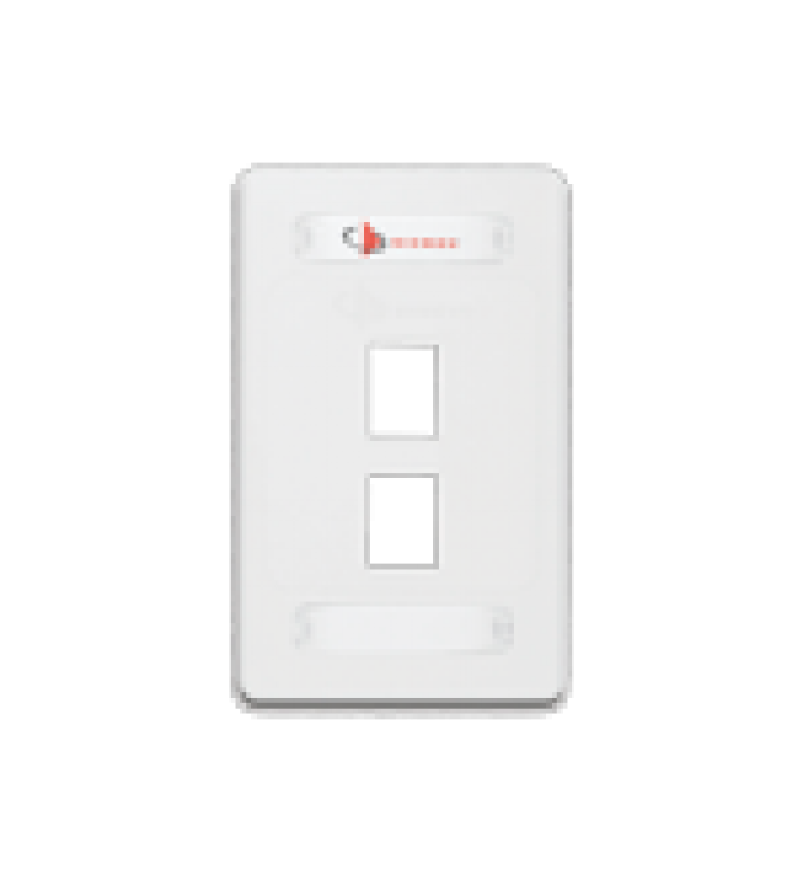 PLACA DE PARED MODULAR 10G MAX DE 2 SALIDAS, COLOR BLANCO, VERSION BULK (SIN EMPAQUE INDIVIDUAL)
