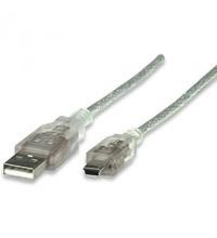 CABLE USB 2.0 A MACHO / MINI B DE 5 PINES PLATA 1.8 MTS MANHATTAN