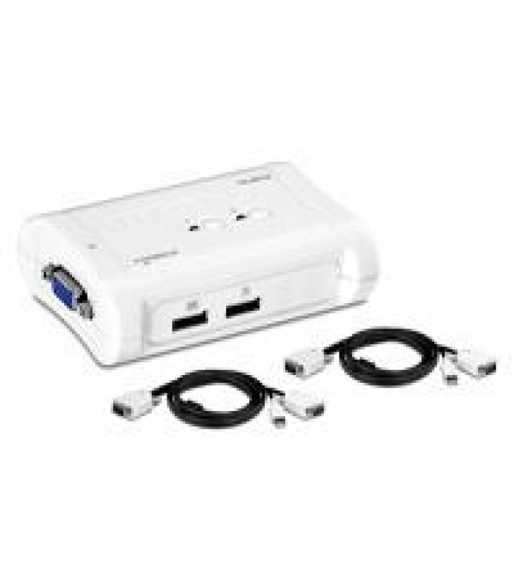 KVM SWITCH TRENDNET TK-207K USB/VGA DE 2 PUERTOS INCLUYE CABLES DESMONTABLES DE 1.2MTS