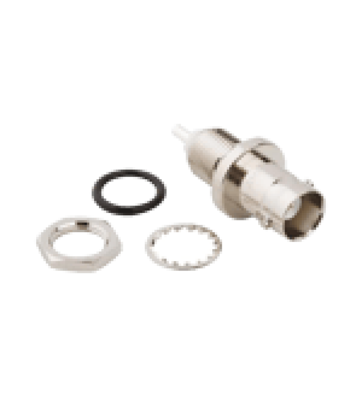CONECTOR BNC HEMBRA PARA CHASIS EN DOBLE D PLANO, 4 GHZ, AMPHENOL UG-657/U, NIQUEL/ PLATA/ TEFLON.