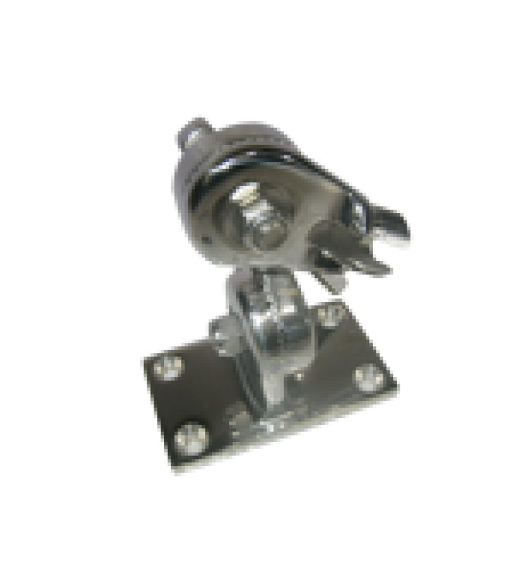 MONTAJE ROTATIVO DE ACERO INOXIDABLE PARA USO PESADO DE 4 POSICIONES, ROSCA ESTANDAR DE 1 - 14, INCLUYE TORNILLOS DE SUJECION Y BASE DE PLASTICO.