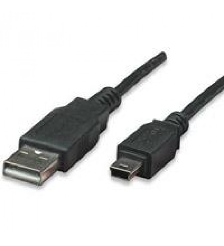CABLE USB 2.0 A MACHO / MINI B DE 5 PINES NEGRO 1.8 MTS MANHATTAN