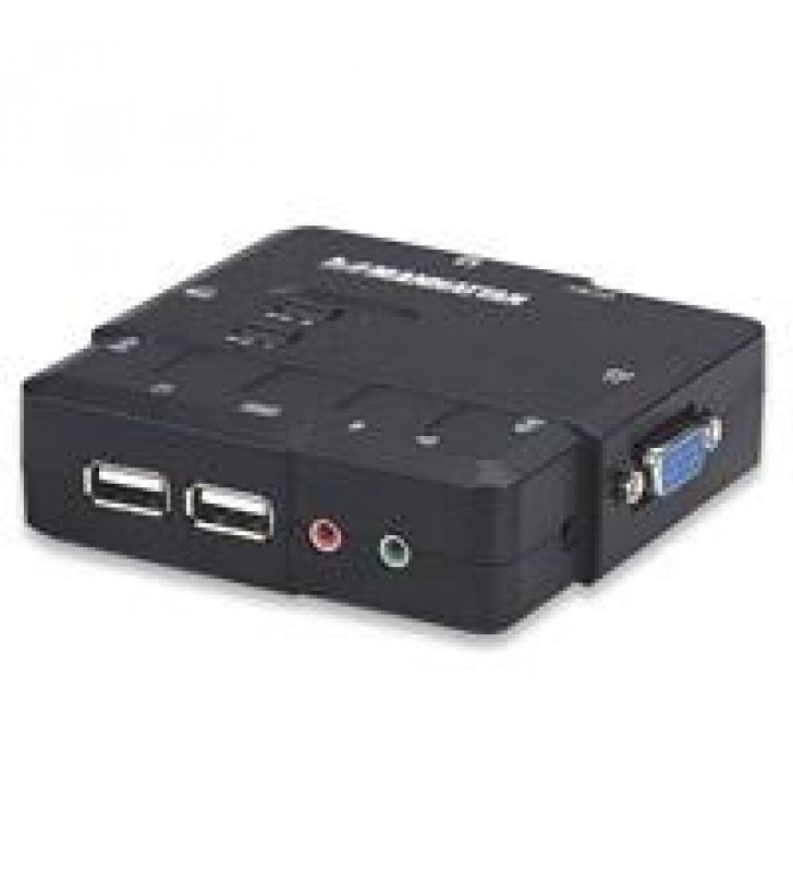 SWITCH KVM MANHATTAN 2 PTOS USB Y 2 PTOSVGA 3.5MM 1600X900 CON JUEGO CABLES