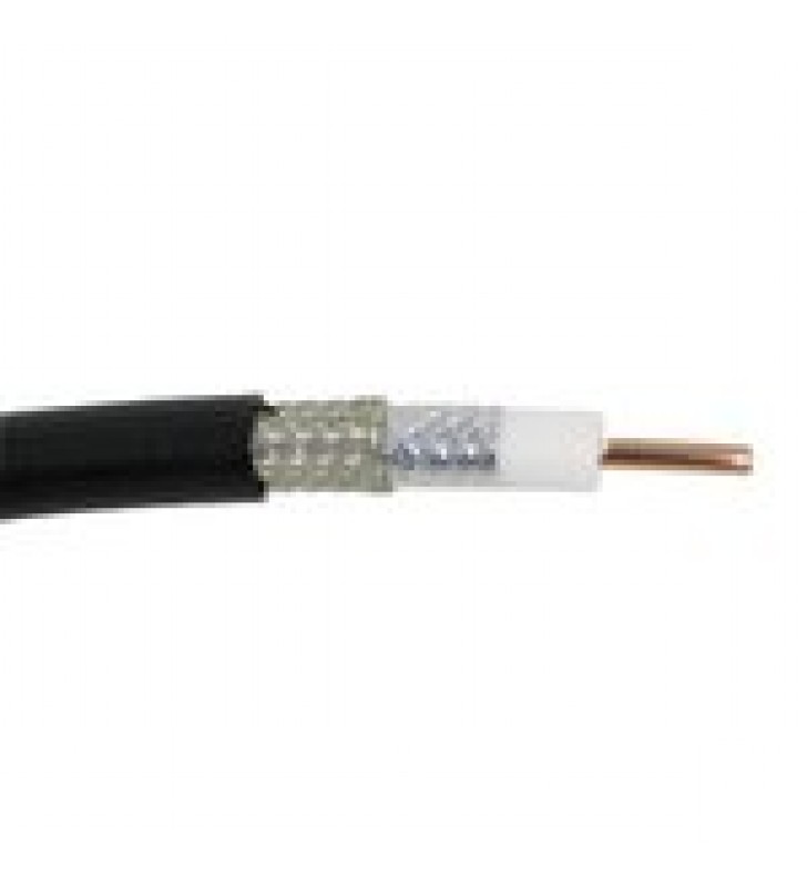 CARRETE DE 305M CABLE COAXIAL SERIE RF-600, CONDUCTOR CENTRAL DE ALUMINIO SOLIDO DE 2.74 MM EN BANO DE COBRE CAL.10, 95% BLINDAJE MALLA TRENZADA DE COBRE ESTANADO + 100% CINTA DUOBOND II, AISLAMIENTO DE POLIETILENO DE ALTA D
