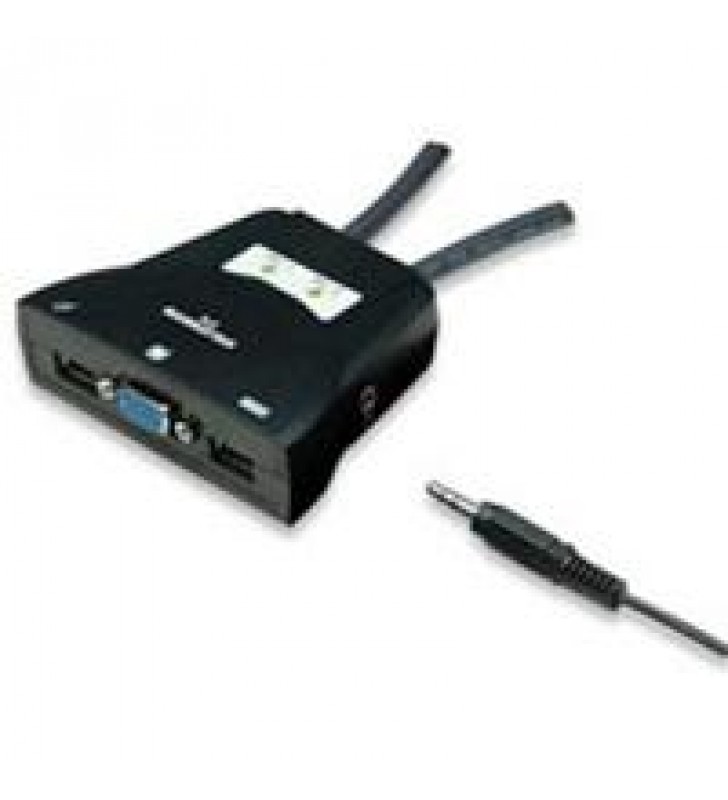 SWITCH KVM MANHATTAN 2 PTOS USB Y 2 PTOSVGA 3.5MM 1600X900 CON JUEGO CABLES