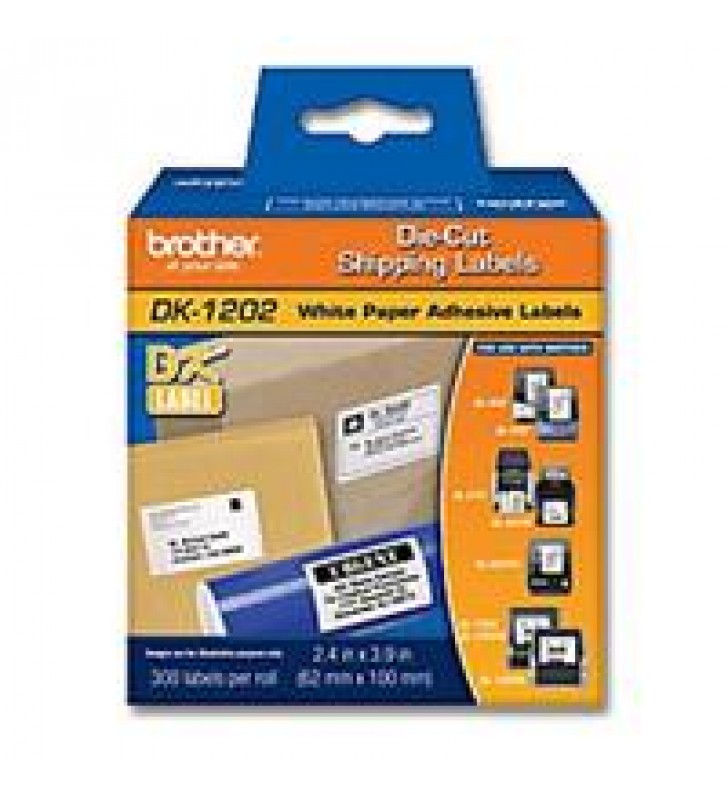 ETIQUETA PRECORTADA BROTHER DK1202 BLANCA  300 ETIQUETAS 62X100 MM COMPATIBLE CON QLS