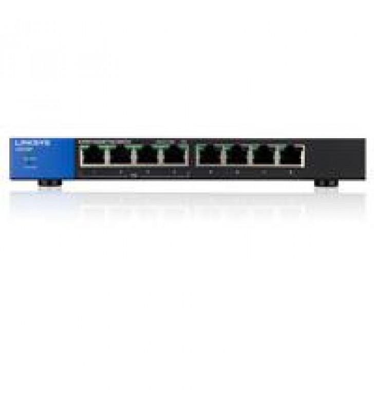 SWITCH LINKSYS LGS108P 8 PUERTOS GIGABIT CON 4 PUERTOS POE 30 WATTS POR PUERTO QOS