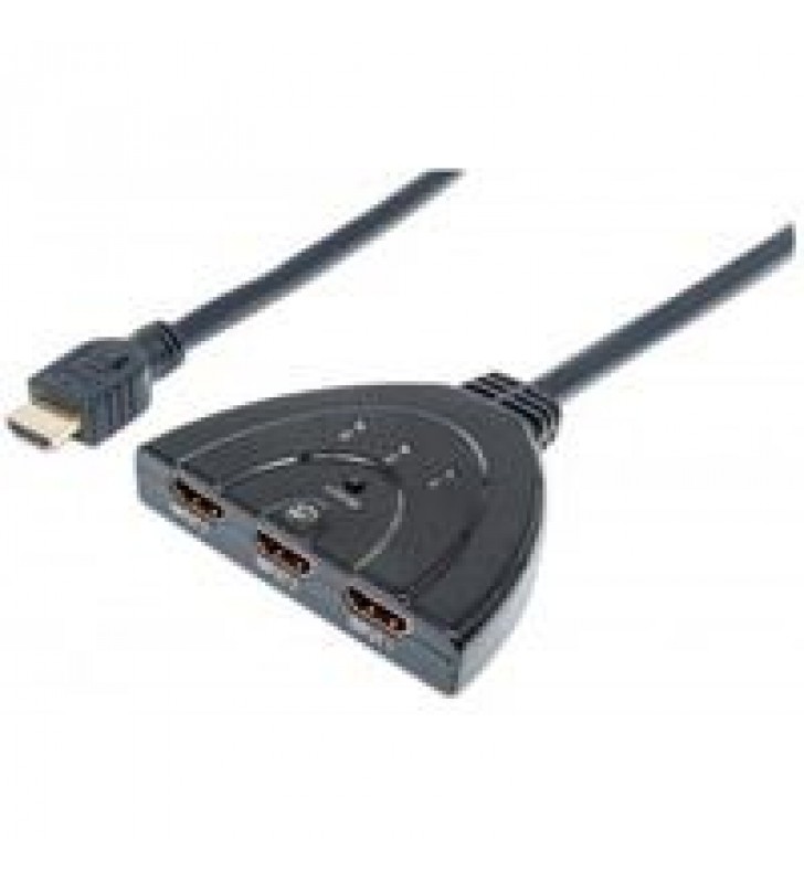 SWITCH HUB HDMI MANHATTAN DE 3 PUERTOS CON BOTON DE SELECCION MANUAL