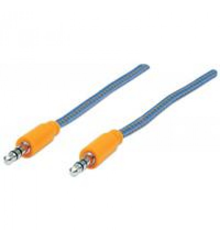CABLE STEREO MANHATTAN 3.5 M-M IPOD A STEREO 1.8 M TEXTIL AZUL/NARANJA