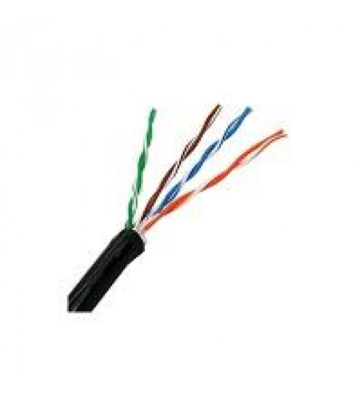 BOBINA DE CABLE EXTERIOR WAM CAT5E SIN GEL UTP 100% COBRE 24 AWG 305 MTS COLOR NEGRO
