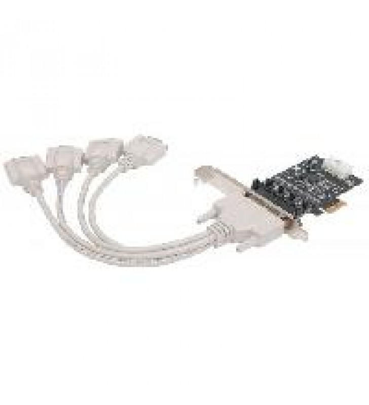 TARJETA SERIAL MANHATTAN PCI EXPRESS CON CUATRO PUERTOS DB9. SALIDA DE ENERGIA DE 5V