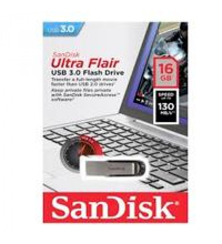 MEMORIA SANDISK 16GB USB 3.0 ULTRA FLAIR METALICA PARA MAC Y WINDOWS 130MB/S