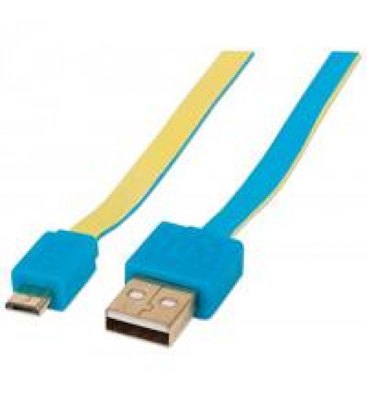 CABLE USB V2 A-MICRO B BLISTER PLANO 1.0M AZUL/AMARILLO