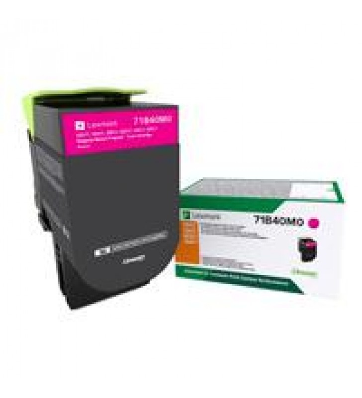 TONER LASER LEXMARK COLOR MAGENTA RENDIMIENTO ESTANDAR NP: 71B40M0 HASTA 2300 PAGINAS 5% DE COBERTUR