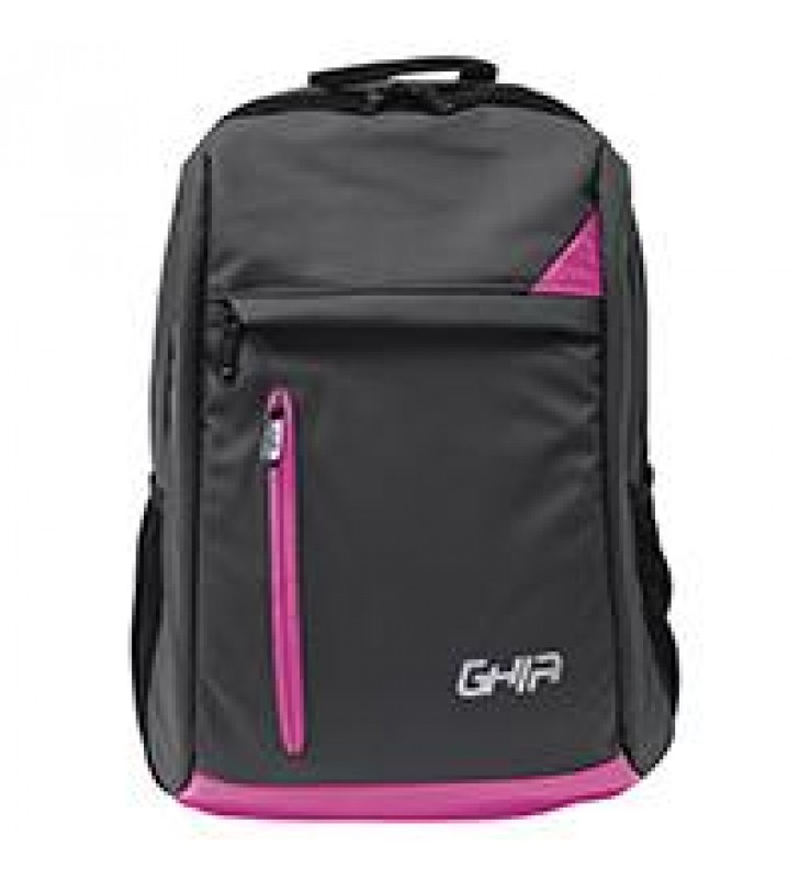 MOCHILA BACKPACK GHIA RESISTENTE A SALPICADURAS 15.6 GRIS/ROSA