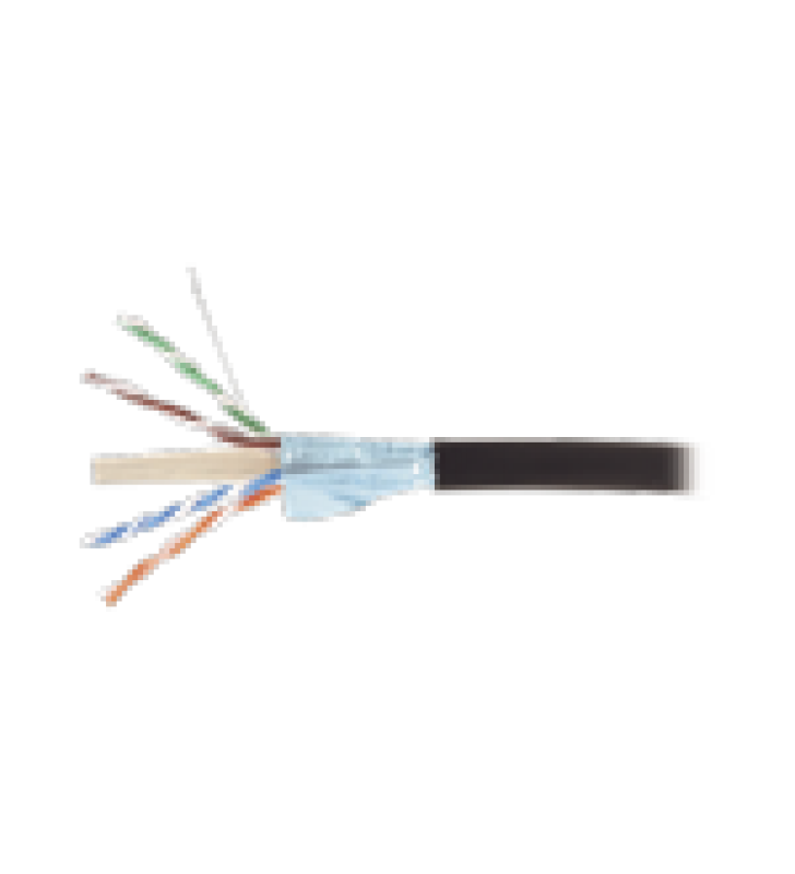 BOBINA DE CABLE BLINDADO F/UTP DE 4 PARES, PARA EXTERIOR CON GEL, CAT6A (23 AWG), INDUSTRIAL PARA CLIMAS EXTREMOS, ENTERRADO DIRECTO, COLOR NEGRO, 305 M