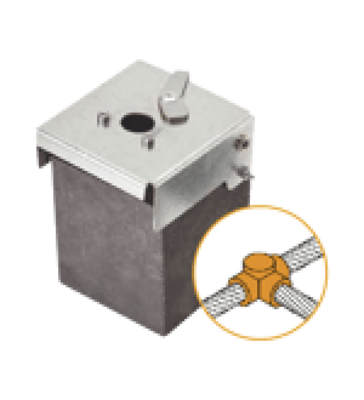 MOLDE DE GRAFITO HORIZONTAL UNION EN T HORIZONTAL DE CABLE 4/0 AWG (PASANTE) CON CABLE 4/0 AWG (TERMINAL).