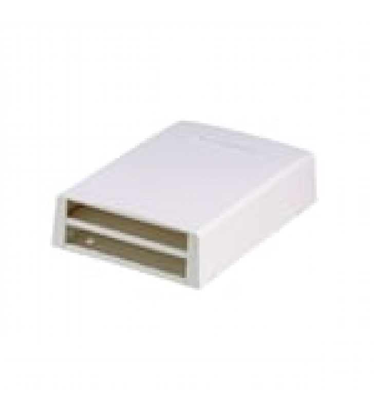 CAJA DE MONTAJE EN SUPERFICIE, CON ACCESORIO PARA RESGUARDO DE FIBRA OPTICA, PARA 12 MODULOS MINI-COM, COLOR BLANCO