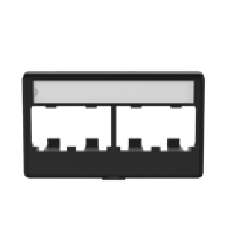 PLACA DE MOBILIARIO MODULAR ESTANDAR, SALIDAS PARA 4 PUERTOS MINI-COM, COLOR NEGRO