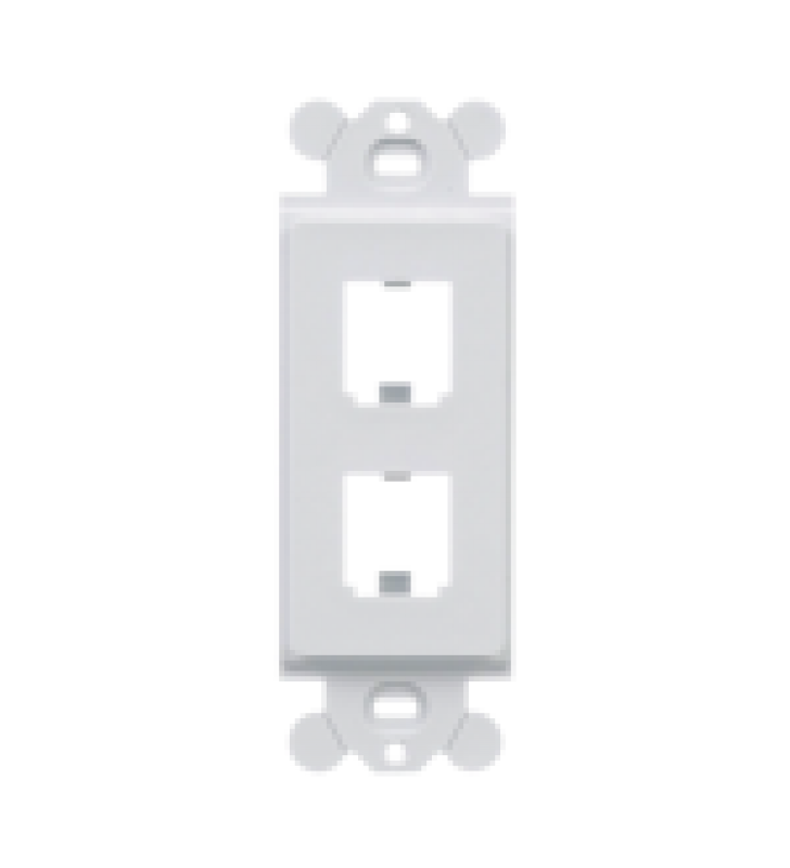MARCO DE MODULO DUPLEX, PARA PLACAS FRONTALES ESTANDAR GFCI, ACEPTA 2 MODULOS MINI-COM, COLOR BLANCO