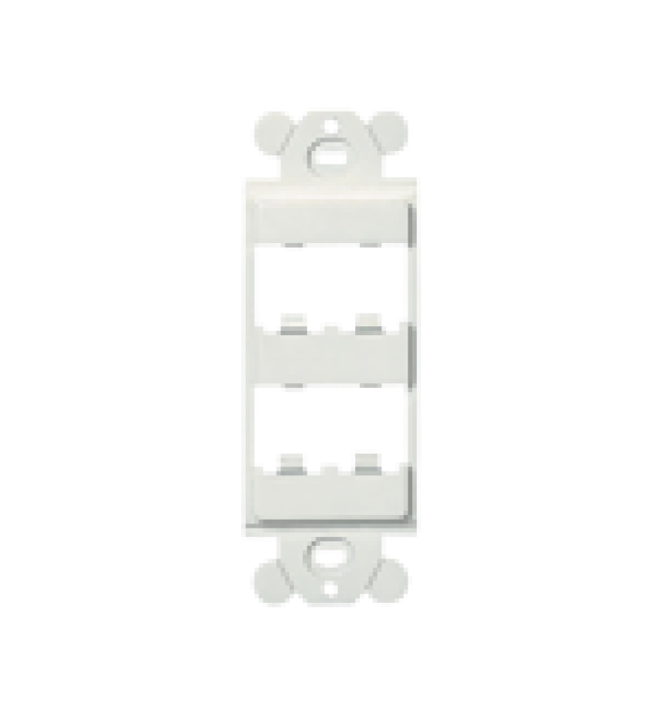 MARCO DE MODULO DUPLEX, PARA PLACAS FRONTALES ESTANDAR GFCI, ACEPTA 4 MODULOS MINI-COM, COLOR BLANCO