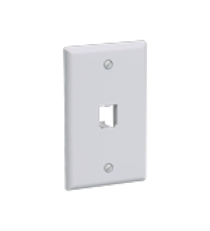 PLACA DE PARED VERTICAL CLASICA, SALIDA PARA 1 PUERTO MINI-COM, COLOR BLANCO MATE