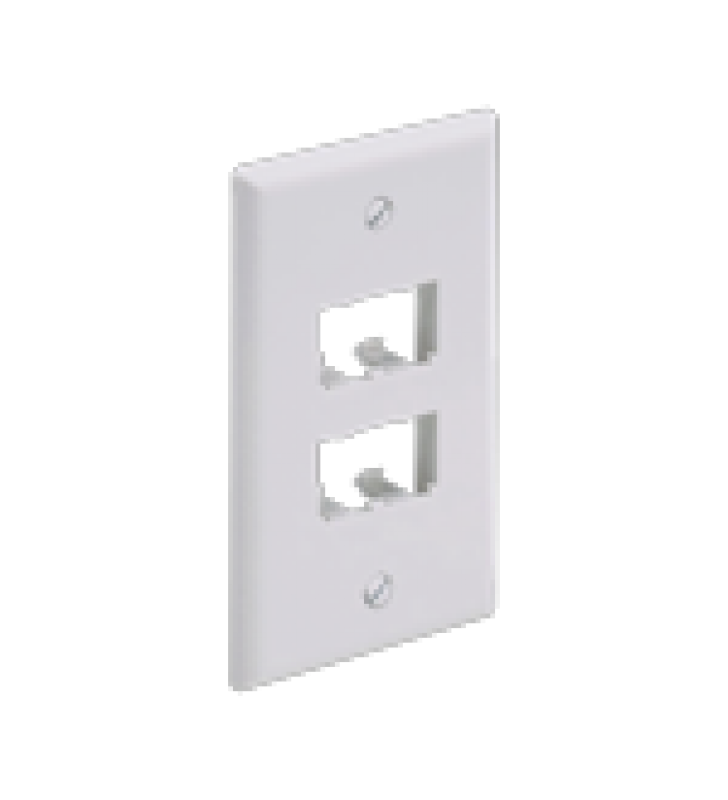 PLACA DE PARED VERTICAL CLASICA, SALIDA PARA 4 PUERTOS MINI-COM, COLOR BLANCO