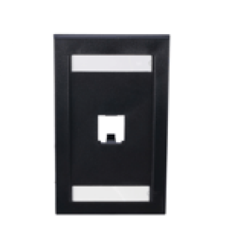 PLACA DE PARED VERTICAL EJECUTIVA, SALIDA DE 1 PUERTO MINI-COM, CON ESPACIOS PARA ETIQUETAS, COLOR NEGRO