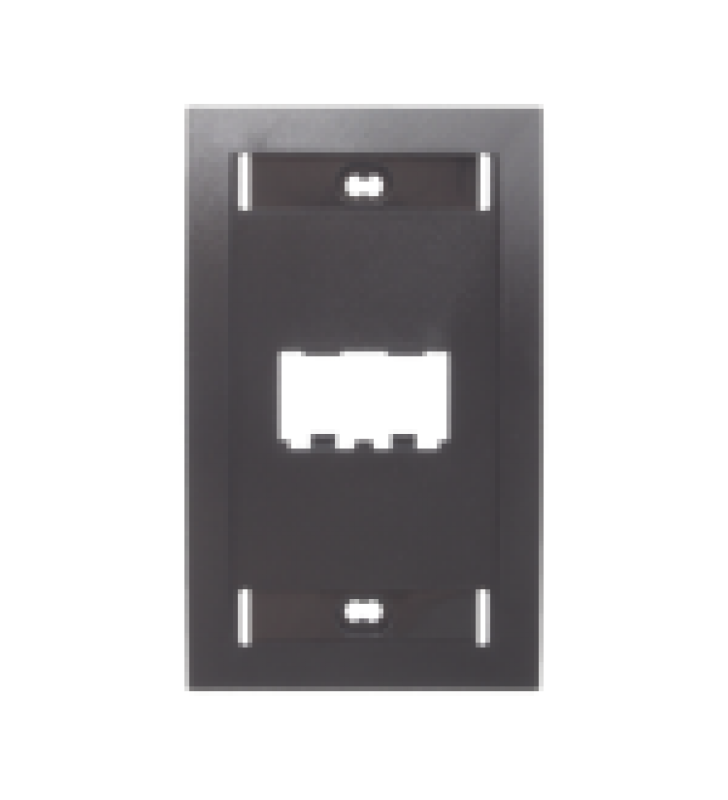 PLACA DE PARED VERTICAL EJECUTIVA, SALIDA DE 2 PUERTOS MINI-COM, CON ESPACIOS PARA ETIQUETAS, COLOR NEGRO