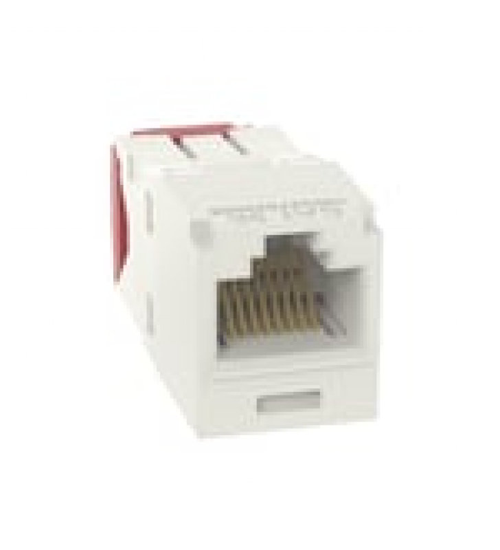 CONECTOR JACK RJ45 ESTILO TG, MINI-COM, CATEGORIA 5E, DE 8 POSICIONES Y 8 CABLES, COLOR BLANCO MATE