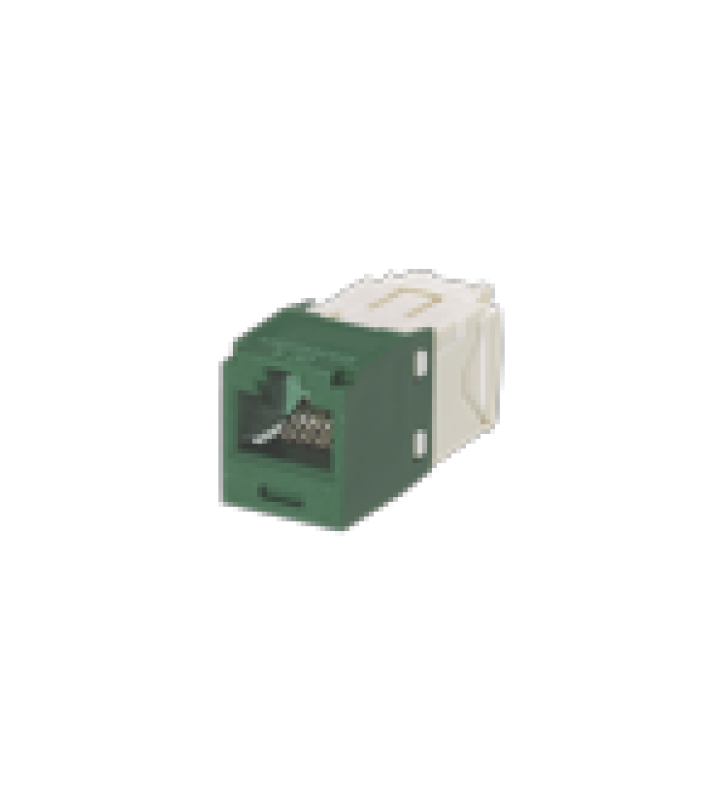 CONECTOR JACK RJ45 ESTILO TG, MINI-COM, CATEGORIA 6, DE 8 POSICIONES Y 8 CABLES, COLOR VERDE