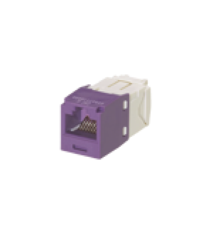 CONECTOR JACK RJ45 ESTILO TG, MINI-COM, CATEGORIA 6, DE 8 POSICIONES Y 8 CABLES, COLOR VIOLETA