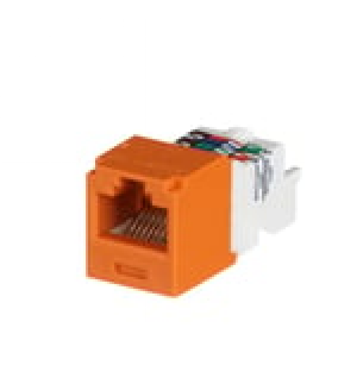 CONECTOR JACK RJ45 ESTILO TP, MINI-COM, CATEGORIA 6, DE 8 POSICIONES Y 8 CABLES, COLOR NARANJA