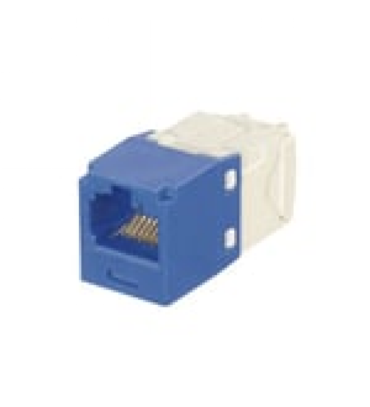 CONECTOR JACK RJ45 ESTILO TG CON LLAVEADO AZUL, MINI-COM, CATEGORIA 6, DE 8 POSICIONES Y 8 CABLES