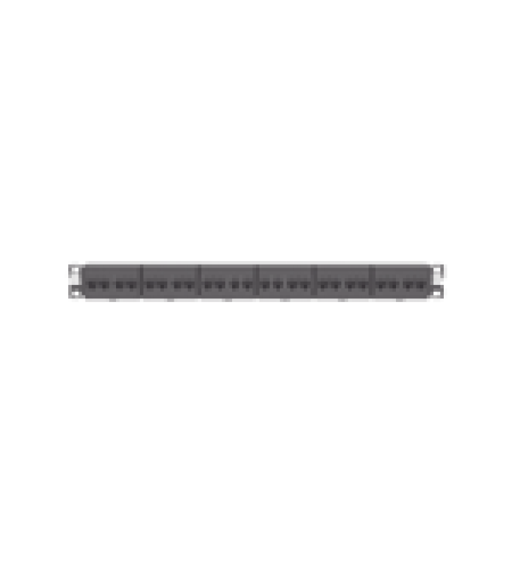 PANEL DE PARCHEO CON 24 ACOPLADORES MINI-COM, PLANO, CATEGORIA 5E, DE 1 UR, COLOR NEGRO