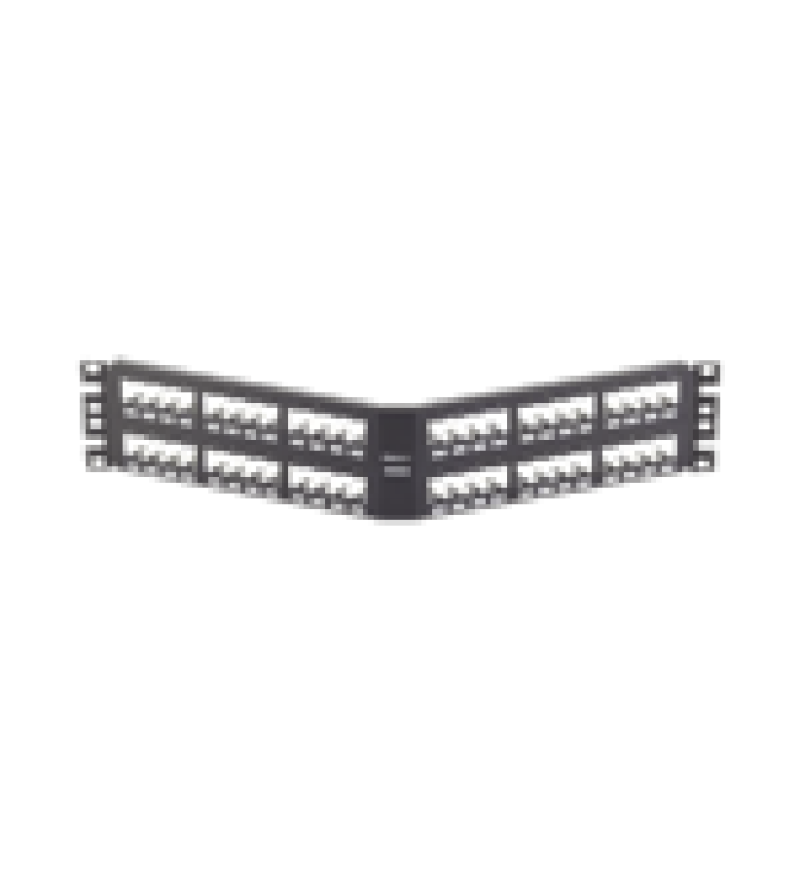 PANEL DE PARCHEO MODULAR MINI-COM (SIN CONECTORES), ANGULADO, TOTALMENTE BLINDADO, DE 48 PUERTOS, 2UR