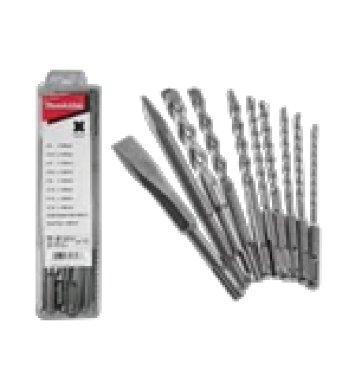 JUEGO CON 10 PIEZAS DE BROCAS Y CINCELES SDS PLUS