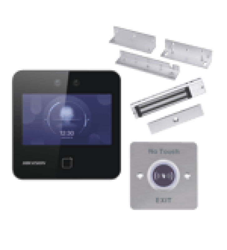 KIT DE CONTROL DE ACCESO TODO INCLUIDO CON LECTOR DE ROSTROS, QRS Y TARJETAS COMPATIBLE CON APP HIKCONNECT / 1,500 ROSTROS / INCLUYE ELECTROIMAN  BOTON DE SALIDA Y MONTAJES Z Y L PARA IMAN