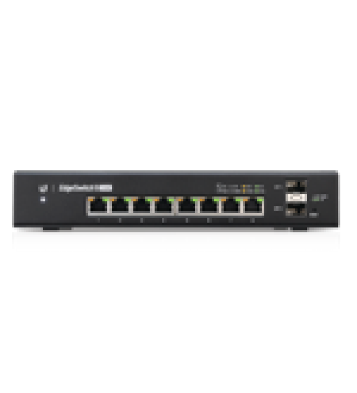 SWITCH EDGEMAX ADMINISTRABLE DE 8 PUERTOS GIGABIT CON POE+/POE PASIVO 24V + 2 PUERTOS SFP, 150 W