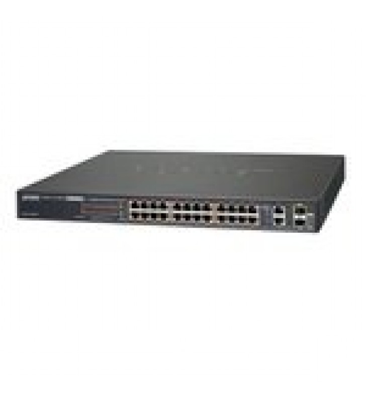 SWITCH ADMINISTRABLE DE 24 PUERTOS 10/100TX POE+ Y 2 PUERTOS COMBO TP/SFP GIGABIT