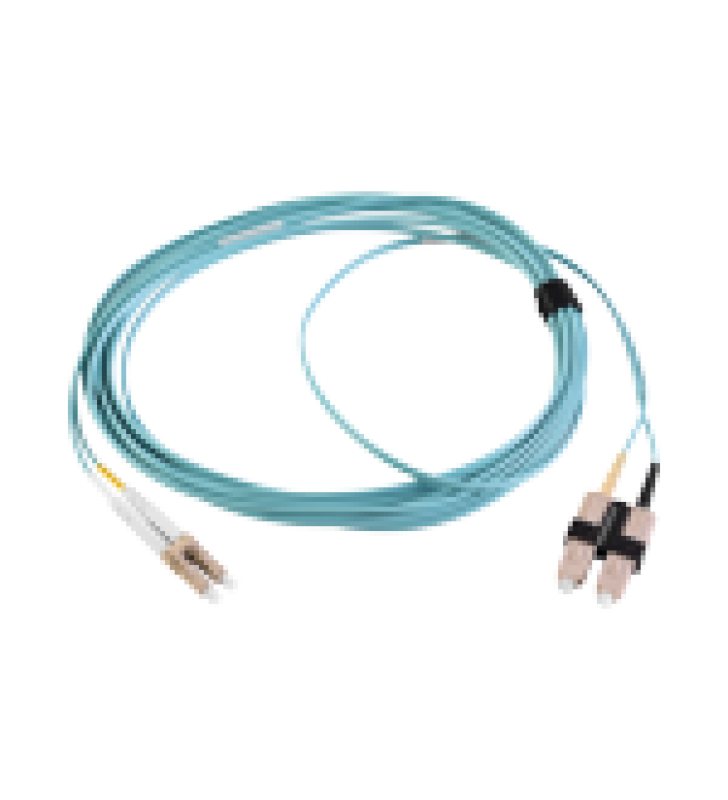 JUMPER DE FIBRA OPTICA MULTIMODO 50/125 XGLO OM3, LC-SC DUPLEX, OFNR, COLOR AQUA, 3 METROS