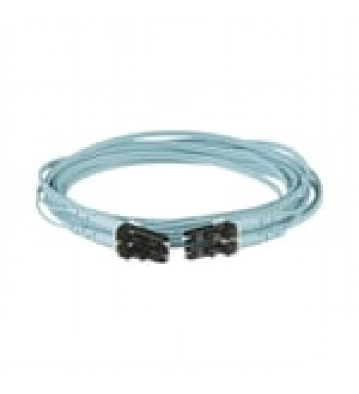 JUMPER DE FIBRA OPTICA MULTIMODO 50/125 OM3, LC-LC DUPLEX, OFNR (RISER), COLOR AQUA, 4 METROS